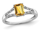 7/8 Carat (ctw) Citrine Ring in 14K White Gold with Diamonds